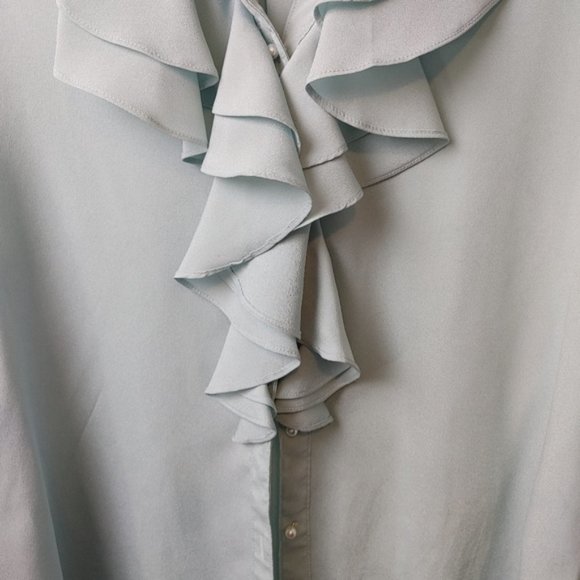 Karl Lagerfeld  blue ruffle blouse size Medium - Picture 3 of 6